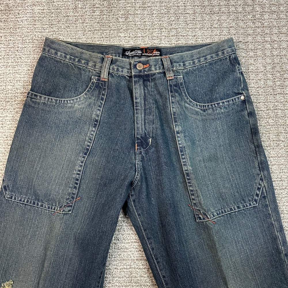 Southpole Signature Series Baggy Jeans Mens 38 Medium Wash Y2K Loose Fit Denim - Picture 7 of 9